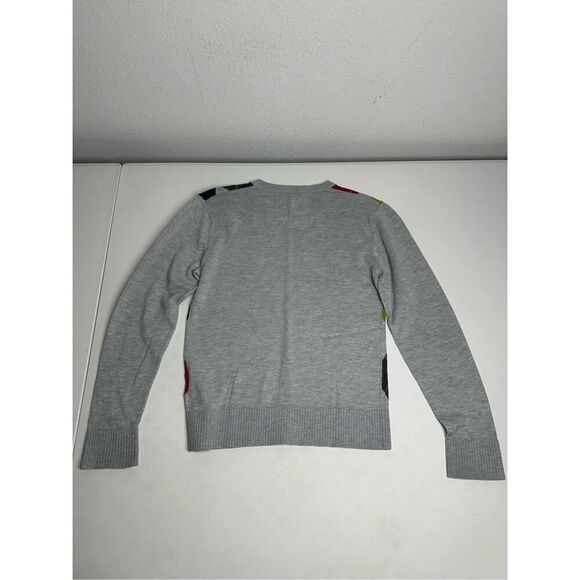 L.O.G.G. By H&M Gray Argyle Sweater Multi-color Casual Cotton Blend Size 9-10Y - Picture 9 of 11